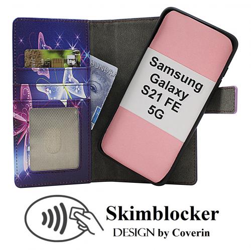 Skimblocker Samsung Galaxy S21 FE 5G Magnet Lommebok Deksel Design