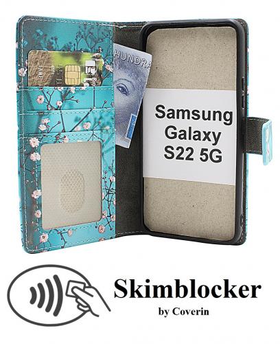 Skimblocker Samsung Galaxy S22 5G Magnet Lommebok Deksel Design