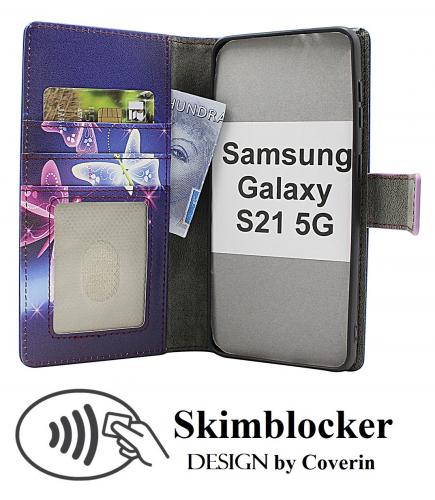 Skimblocker Samsung Galaxy S21 5G Lommebok Deksel Design