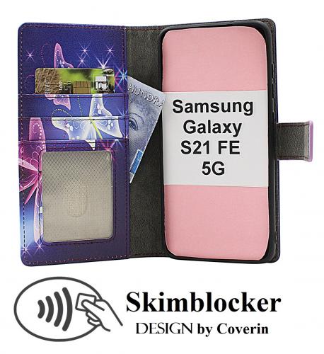 Skimblocker Samsung Galaxy S21 FE 5G Magnet Lommebok Deksel Design