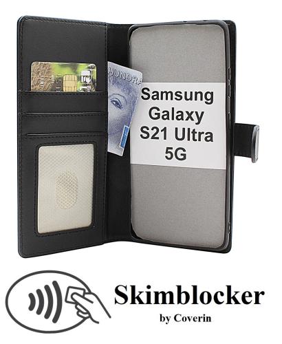 Skimblocker Samsung Galaxy S21 Ultra 5G Magnet Lommebok Deksel