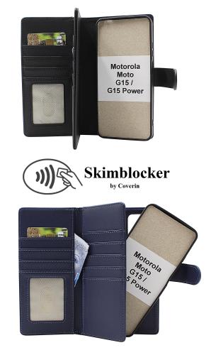 Skimblocker Motorola Moto G15 / G15 Power XL Magnet Lommebok Deksel