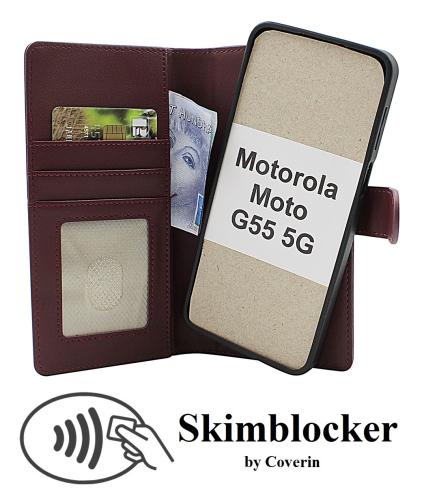 Skimblocker Motorola Moto G55 5G Magnet Lommebok Deksel