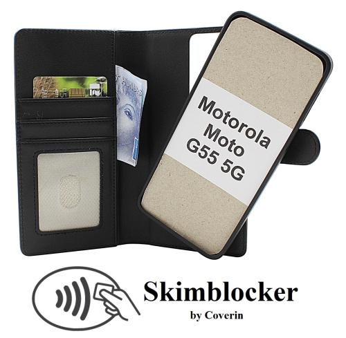 Skimblocker Motorola Moto G55 5G Magnet Lommebok Deksel