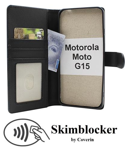 Skimblocker Motorola Moto G15 / G15 Power Magnet Lommebok Deksel