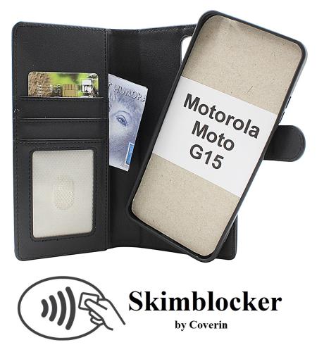 Skimblocker Motorola Moto G15 / G15 Power Magnet Lommebok Deksel