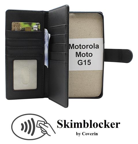 Skimblocker Motorola Moto G15 / G15 Power XL Magnet Lommebok Deksel