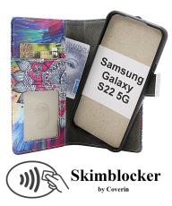 Skimblocker Samsung Galaxy S22 5G Magnet Lommebok Deksel Design