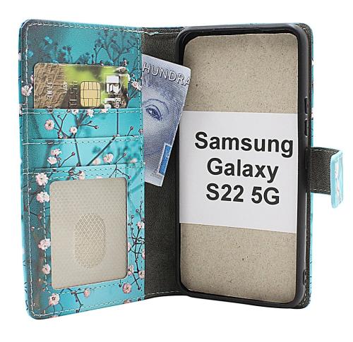 Skimblocker Samsung Galaxy S22 5G Magnet Lommebok Deksel Design