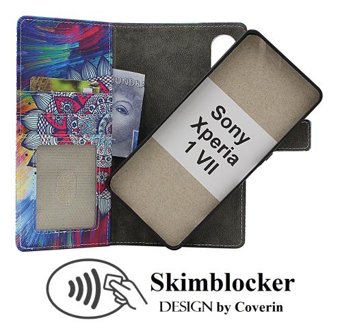 Skimblocker Sony Xperia 1 VII Magnet Lommebok Deksel Design