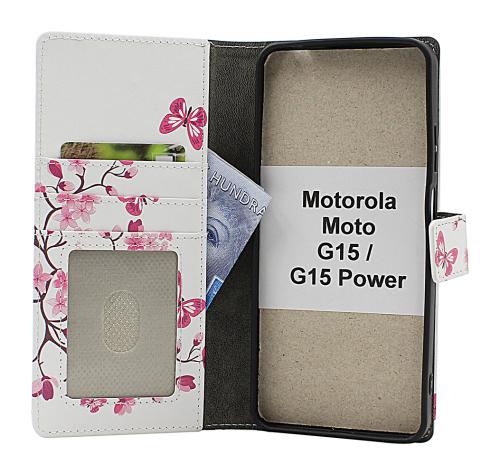 Skimblocker Motorola Moto G15 / G15 Power Lommebok Deksel Design