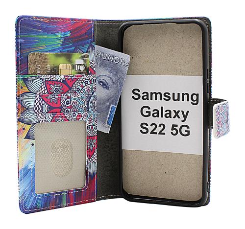 Skimblocker Samsung Galaxy S22 5G Magnet Lommebok Deksel Design
