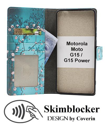 Skimblocker Motorola Moto G15 / G15 Power Lommebok Deksel Design