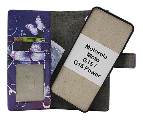 Skimblocker Motorola Moto G15 / G15 Power Magnet Lommebok Deksel Design