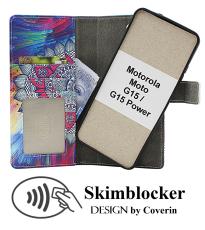 Skimblocker Motorola Moto G15 / G15 Power Magnet Lommebok Deksel Design
