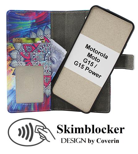 Skimblocker Motorola Moto G15 / G15 Power Magnet Lommebok Deksel Design