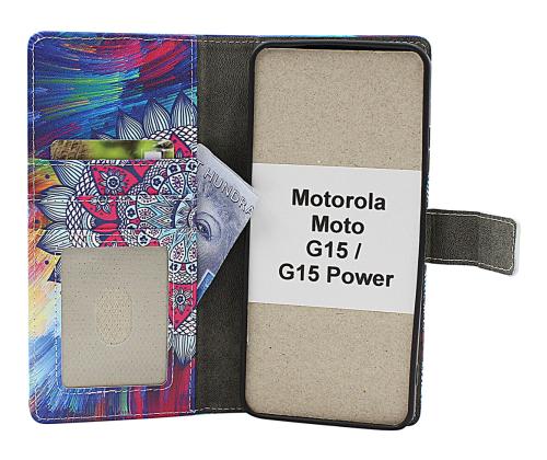 Skimblocker Motorola Moto G15 / G15 Power Magnet Lommebok Deksel Design