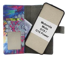 Skimblocker Motorola Moto G15 / G15 Power Magnet Lommebok Deksel Design