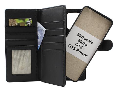 Skimblocker Motorola Moto G15 / G15 Power XL Magnet Lommebok Deksel