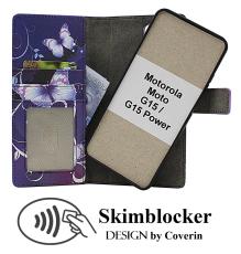 Skimblocker Motorola Moto G15 / G15 Power Magnet Lommebok Deksel Design