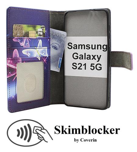 Skimblocker Samsung Galaxy S21 5G Magnet Lommebok Deksel Design