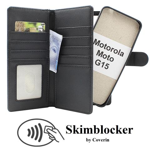 Skimblocker Motorola Moto G15 XL Magnet Lommebok Deksel