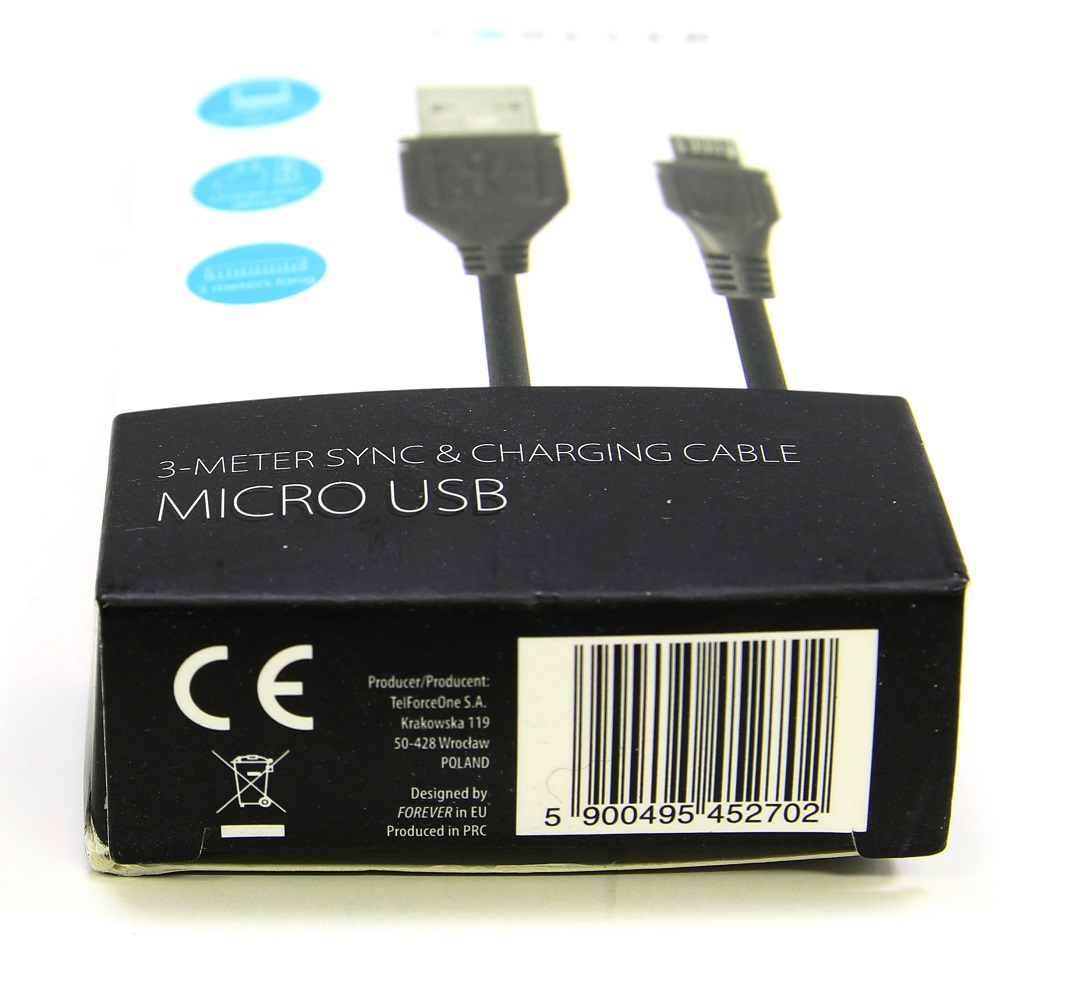 USB / Micro USB-ladingsledning 3 meter