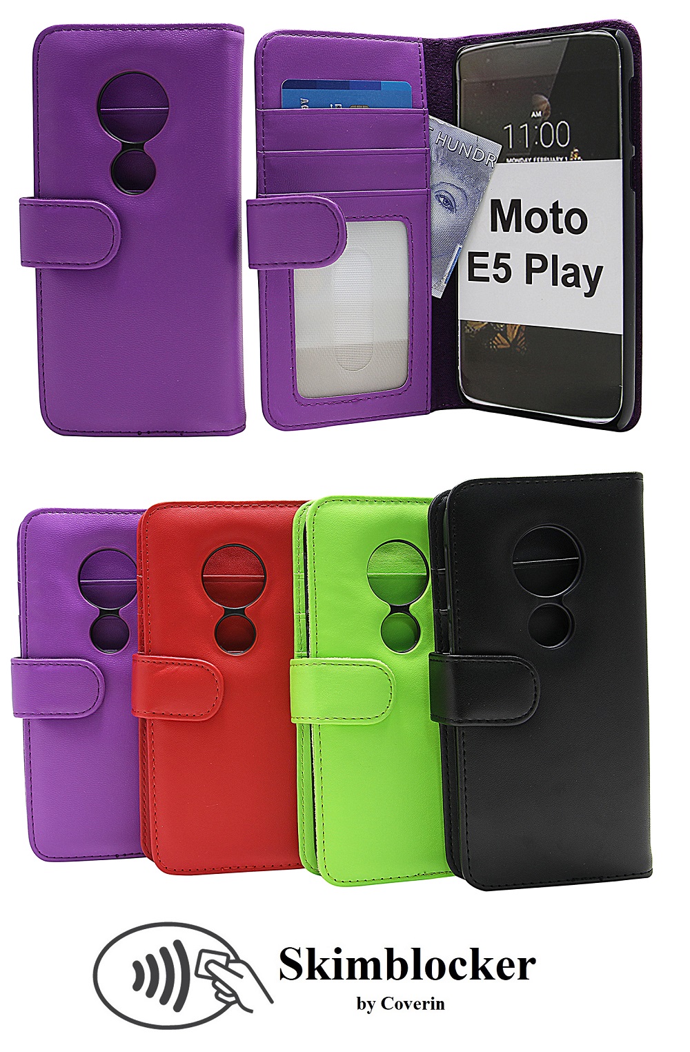 Skimblocker Lommebok-etui Motorola Moto E5 Play