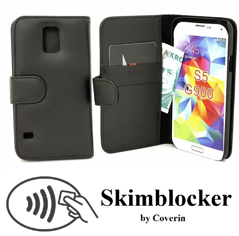 Skimblocker Lommebok-etui Samsung Galaxy S5 (G900F/G903F)