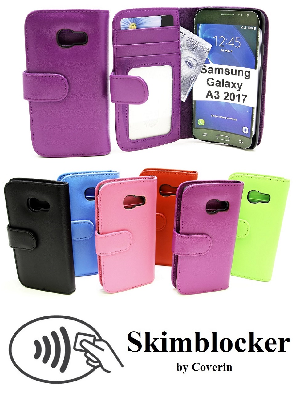 Skimblocker Lommebok-etui Samsung Galaxy A3 2017 (A320F)