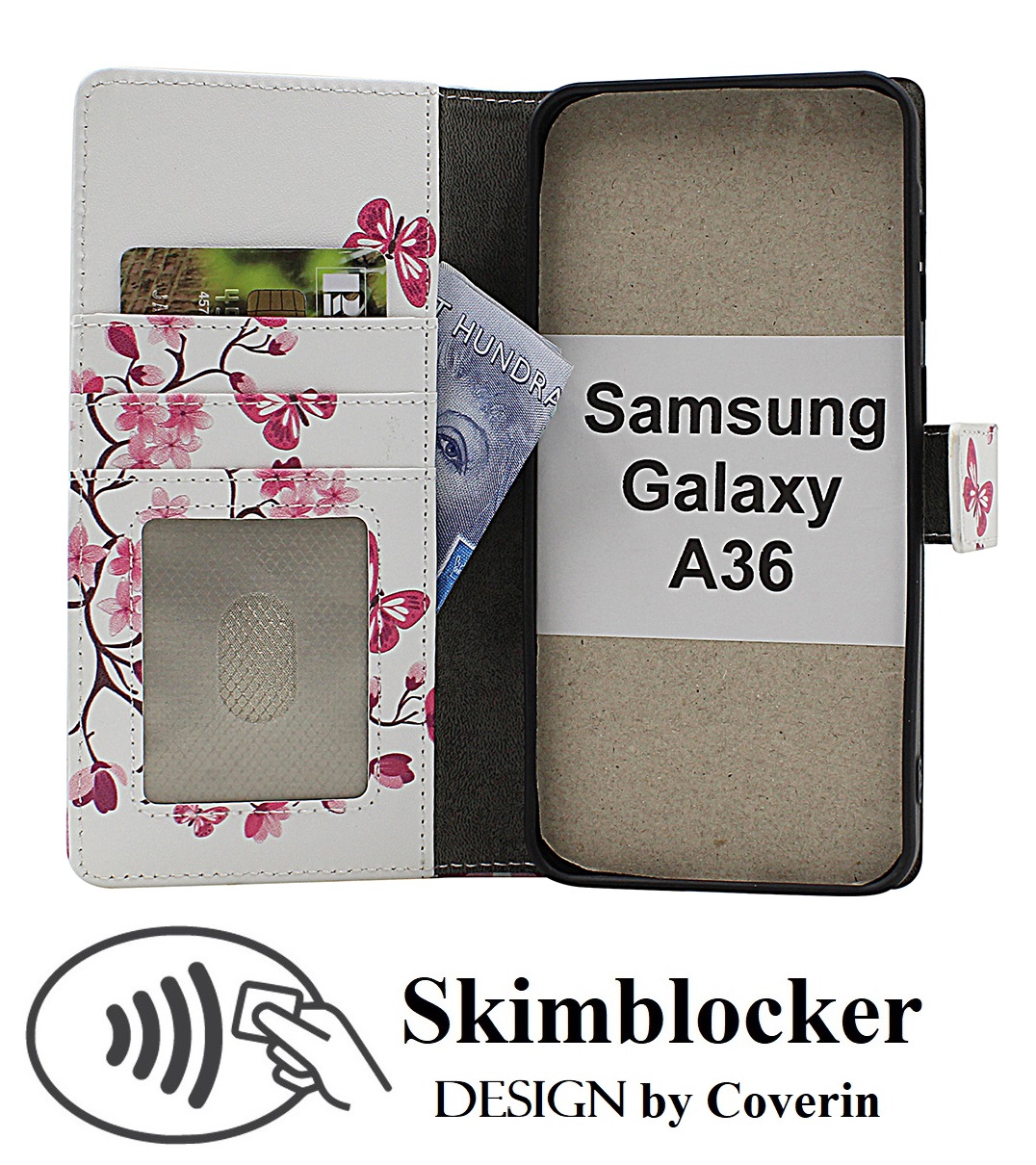 Skimblocker Samsung Galaxy A36 Lommebok Deksel Design