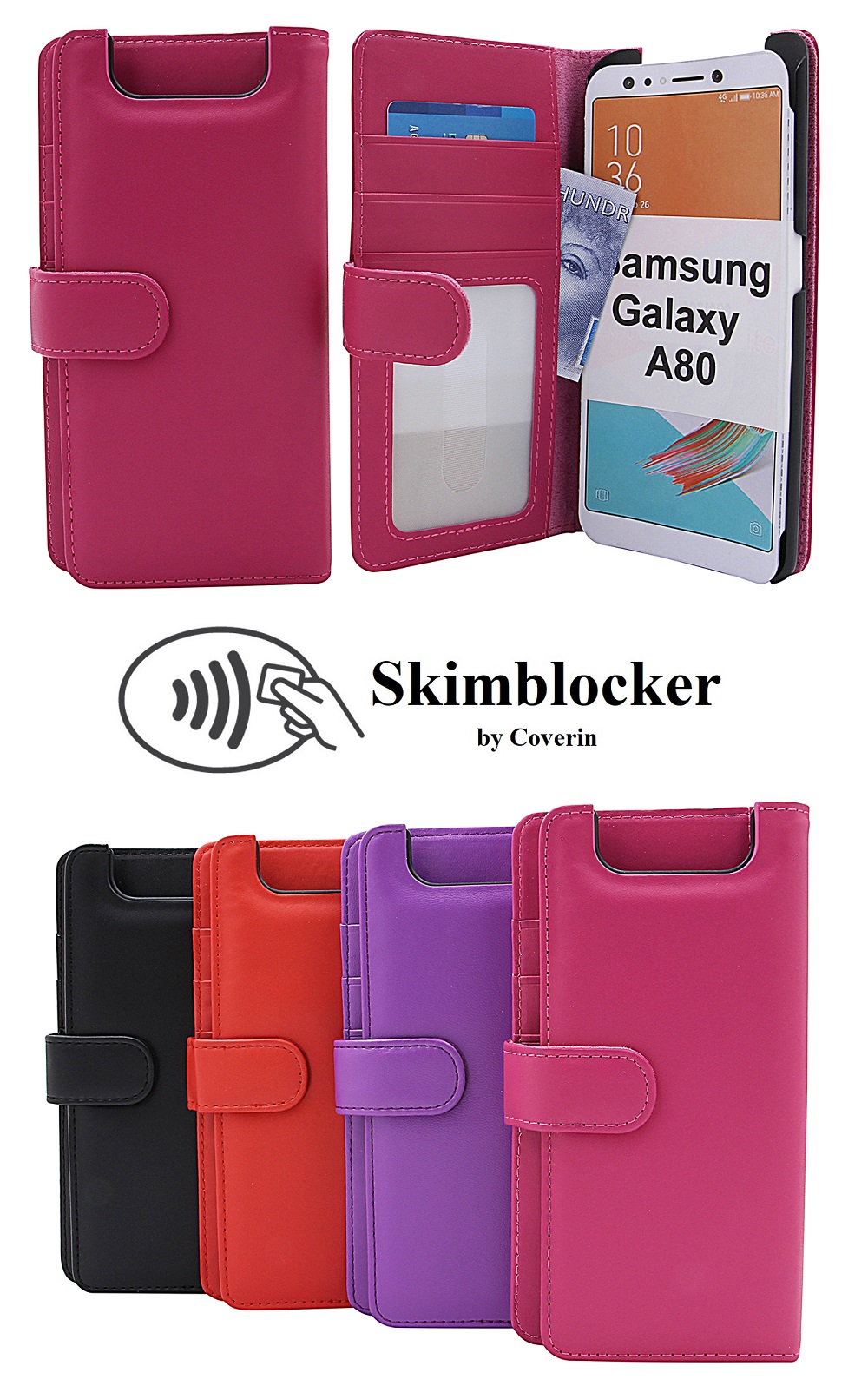 Skimblocker Lommebok-etui Samsung Galaxy A80 (A805F/DS)