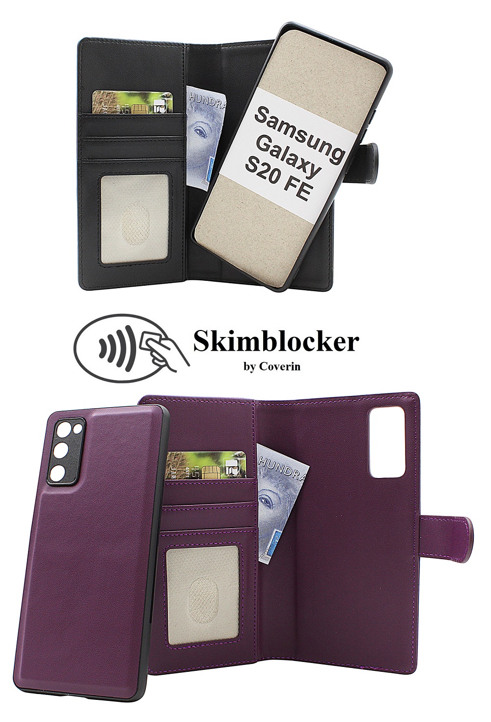 Skimblocker Samsung Galaxy S20 FE 5G Magnet Lommebok Deksel
