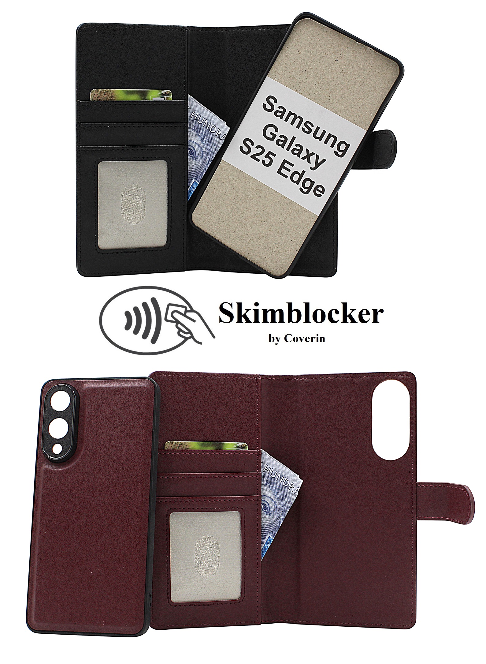 Skimblocker Samsung Galaxy S25 Edge Magnet Lommebok Deksel