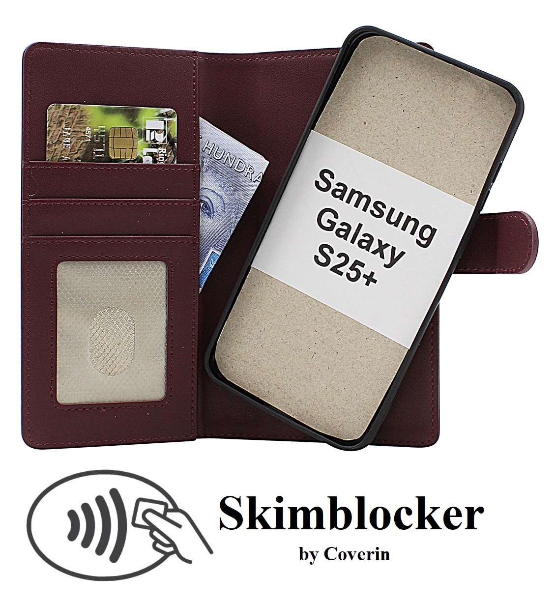 Skimblocker Samsung Galaxy S24+ / S25+ 5G Magnet Lommebok Deksel