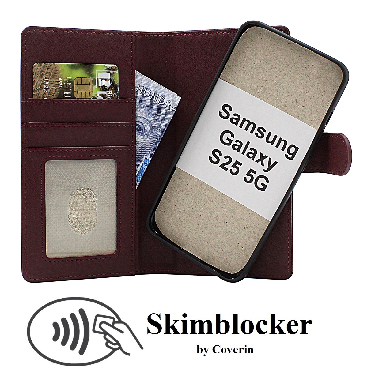 Skimblocker Samsung Galaxy S25 Magnet Lommebok Deksel