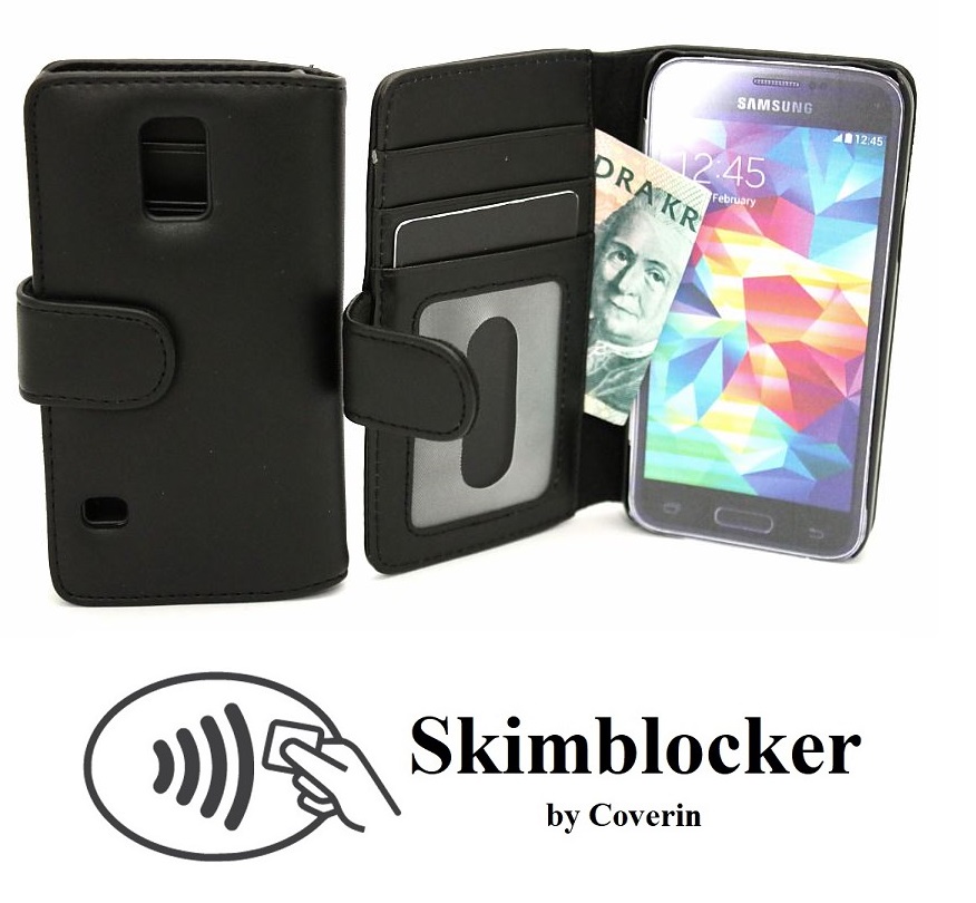 Skimblocker Lommebok-etui Samsung Galaxy S5 Mini (G800F)