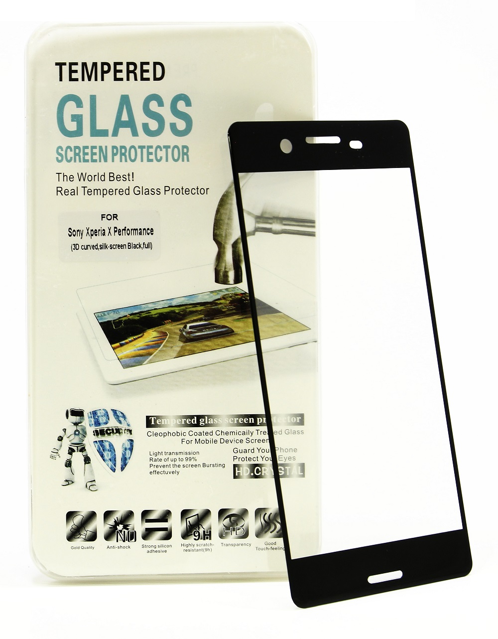 Full Frame Glassbeskyttelse Sony Xperia X Performance (F8131)