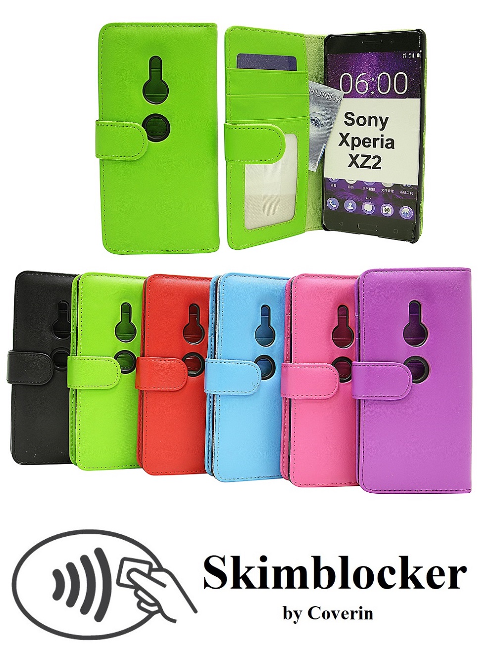 Skimblocker Lommebok-etui Sony Xperia XZ2 (H8266)