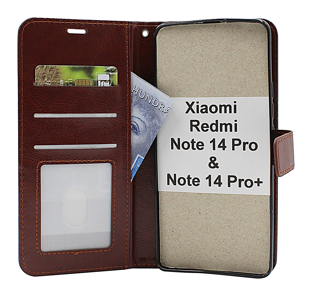 Crazy Horse Xiaomi Redmi Note 14 Pro och 14 Pro+ Lommebok Deksel