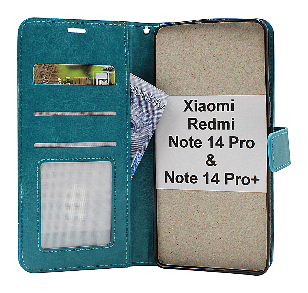 Crazy Horse Xiaomi Redmi Note 14 Pro och 14 Pro+ Lommebok Deksel