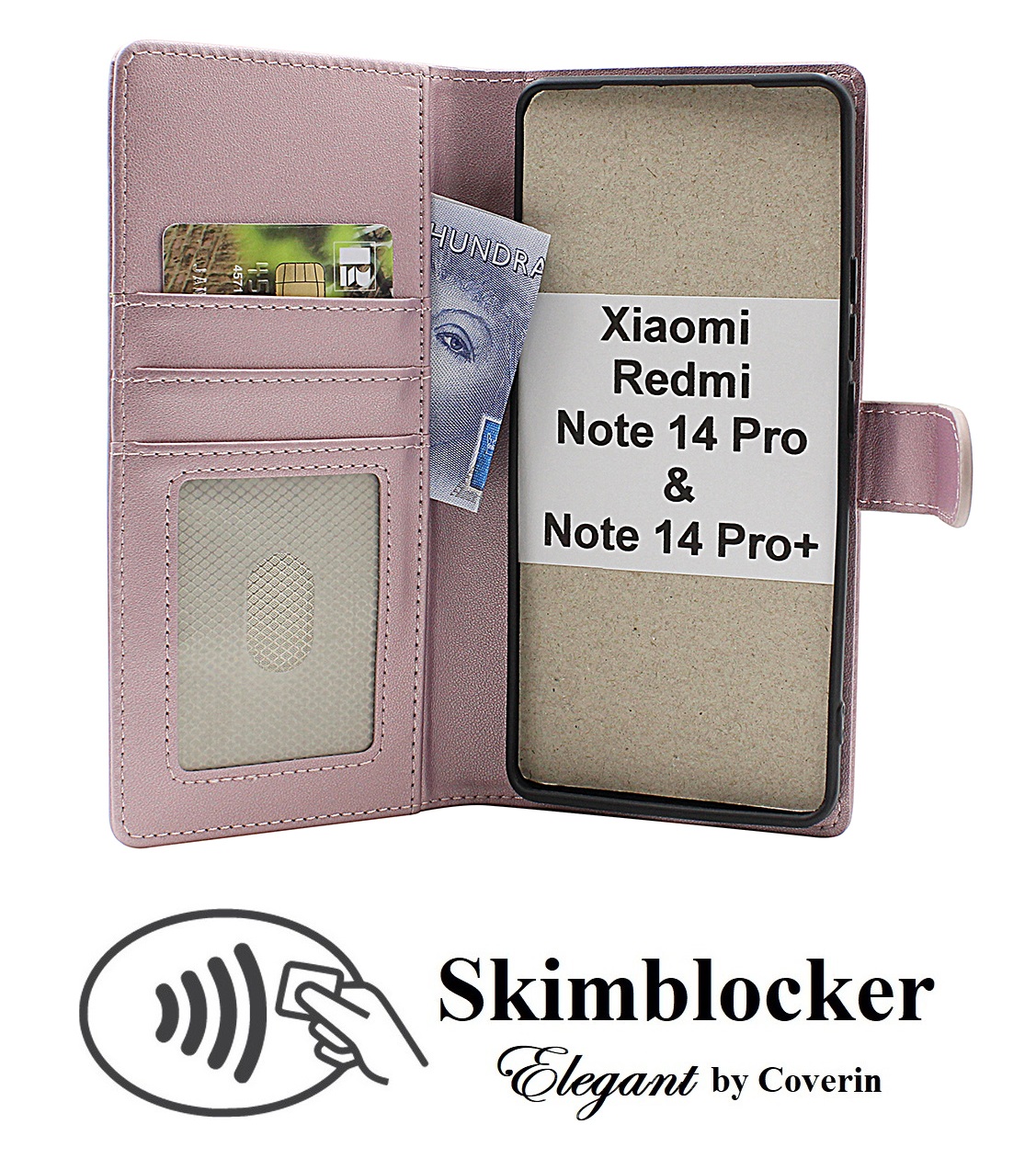 Skimblocker Xiaomi Redmi Note 14 Pro / 14 Pro+ Lommebok Deksel