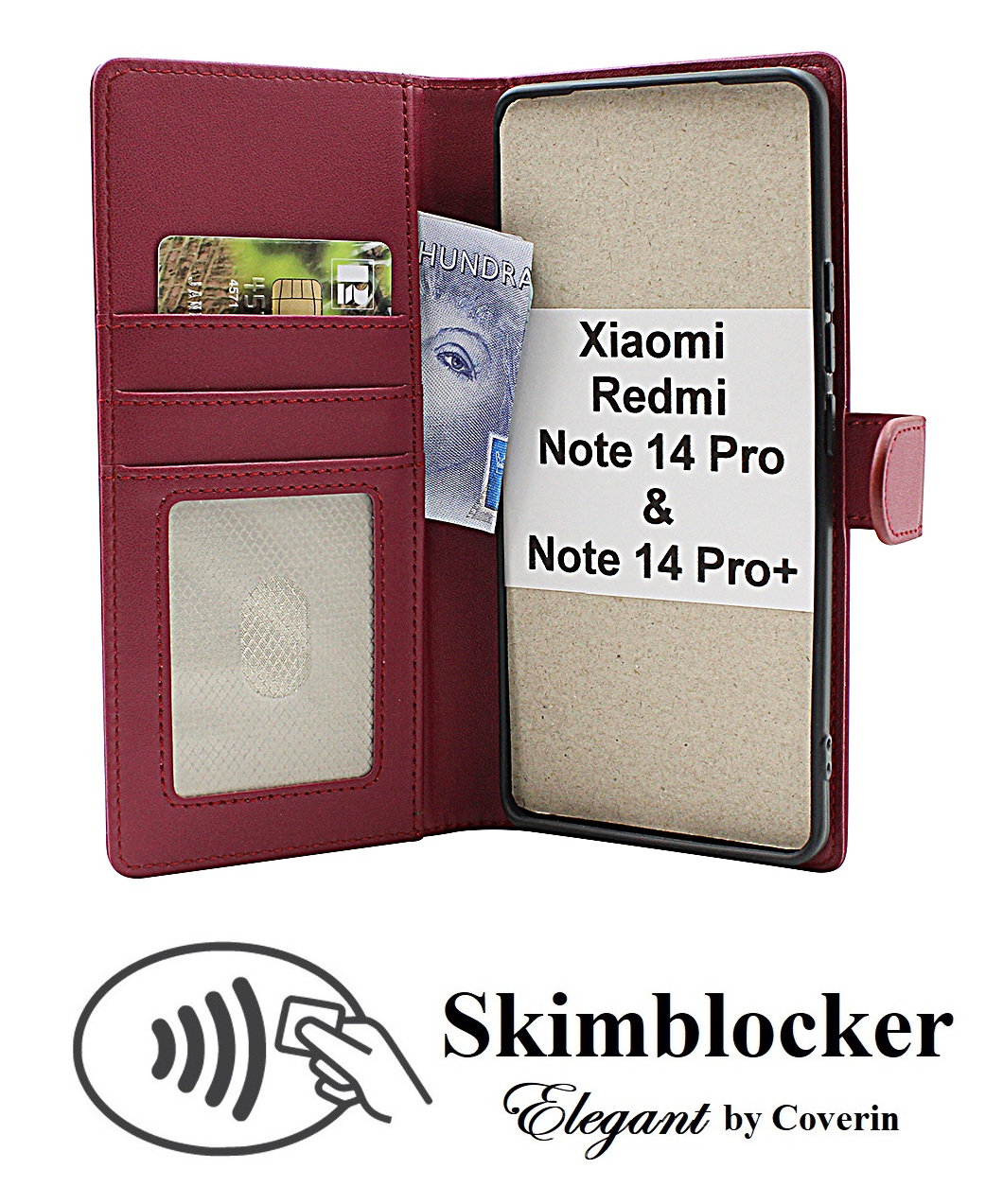 Skimblocker Xiaomi Redmi Note 14 Pro / 14 Pro+ Lommebok Deksel