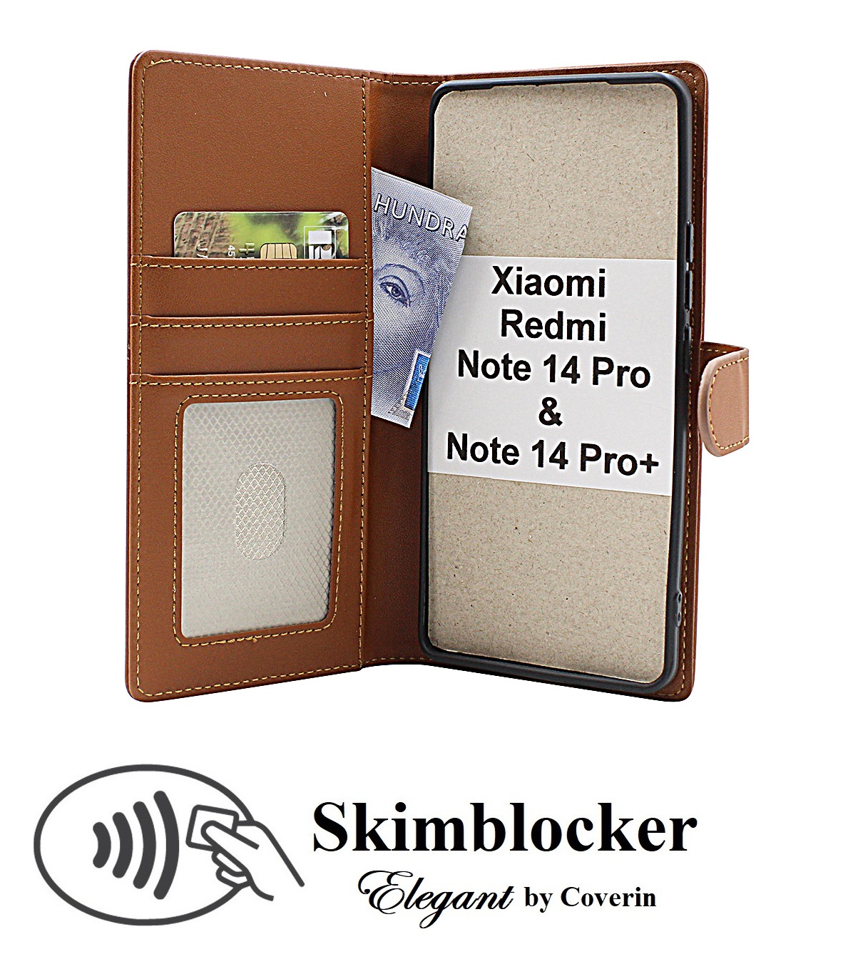Skimblocker Xiaomi Redmi Note 14 Pro / 14 Pro+ Lommebok Deksel