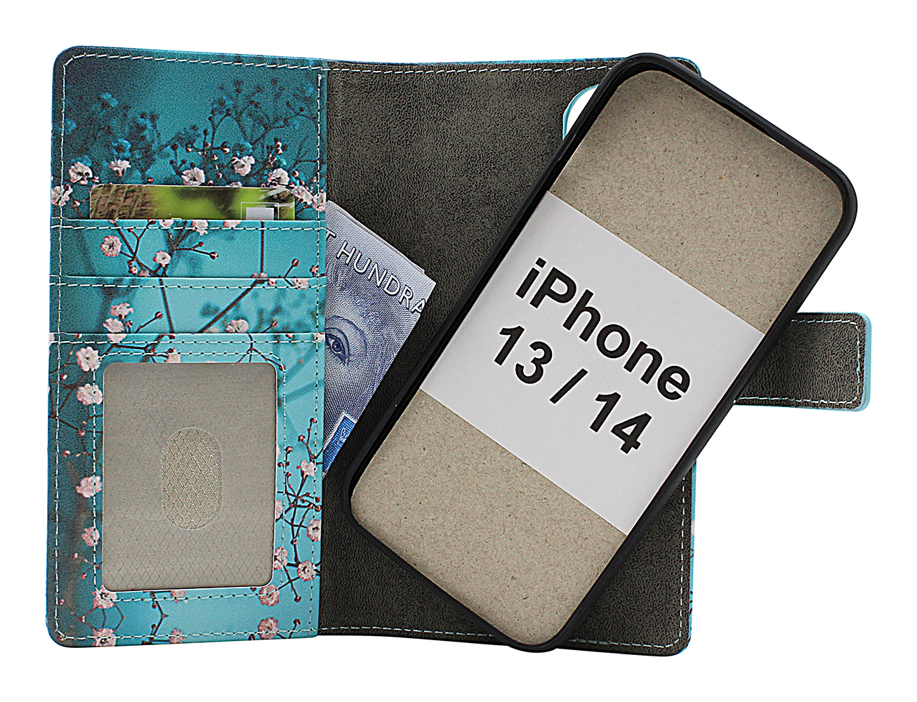 Skimblocker iPhone 13 / 14 Magnet Lommebok Deksel Design