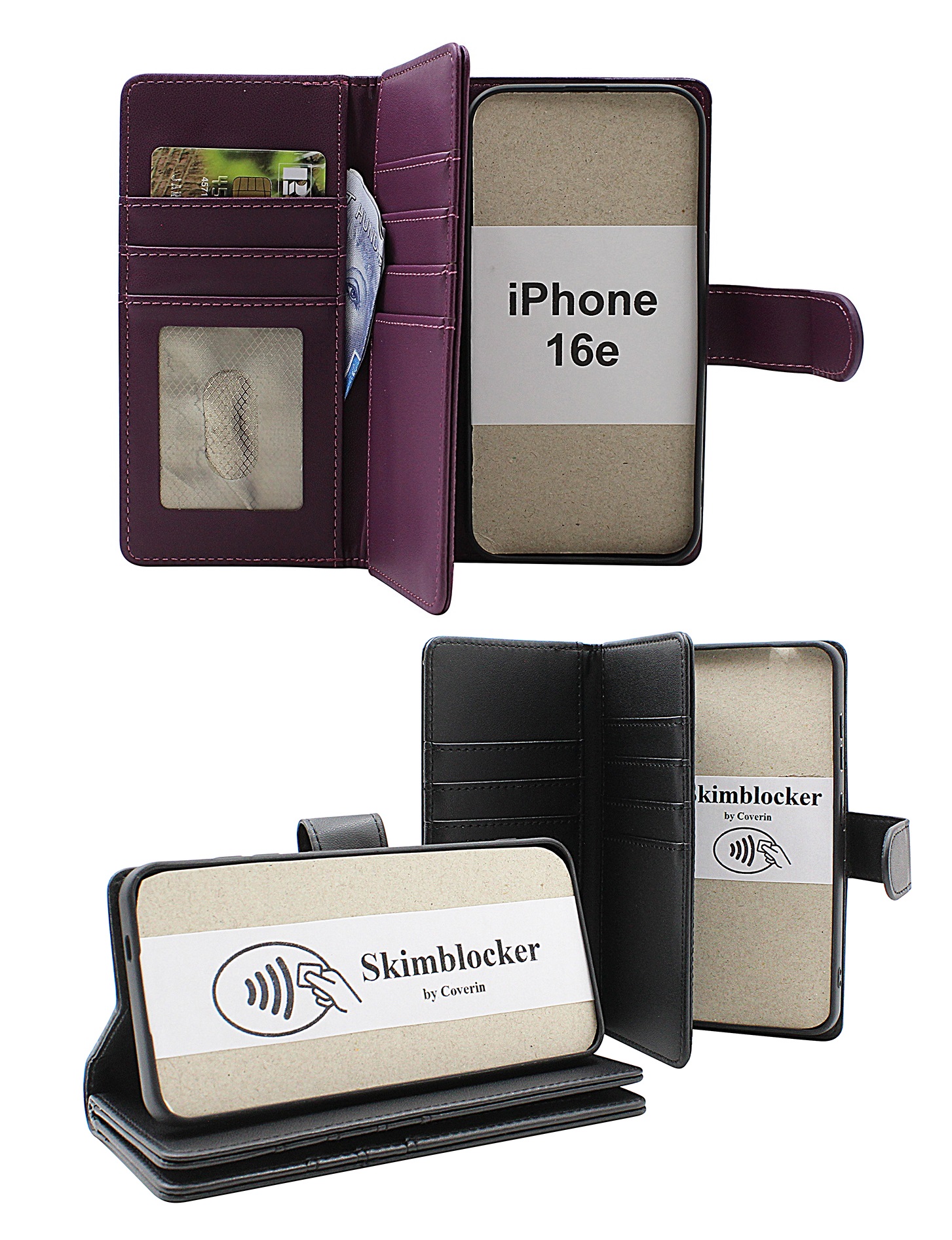 Skimblocker iPhone 16e XL Lommebok Deksel