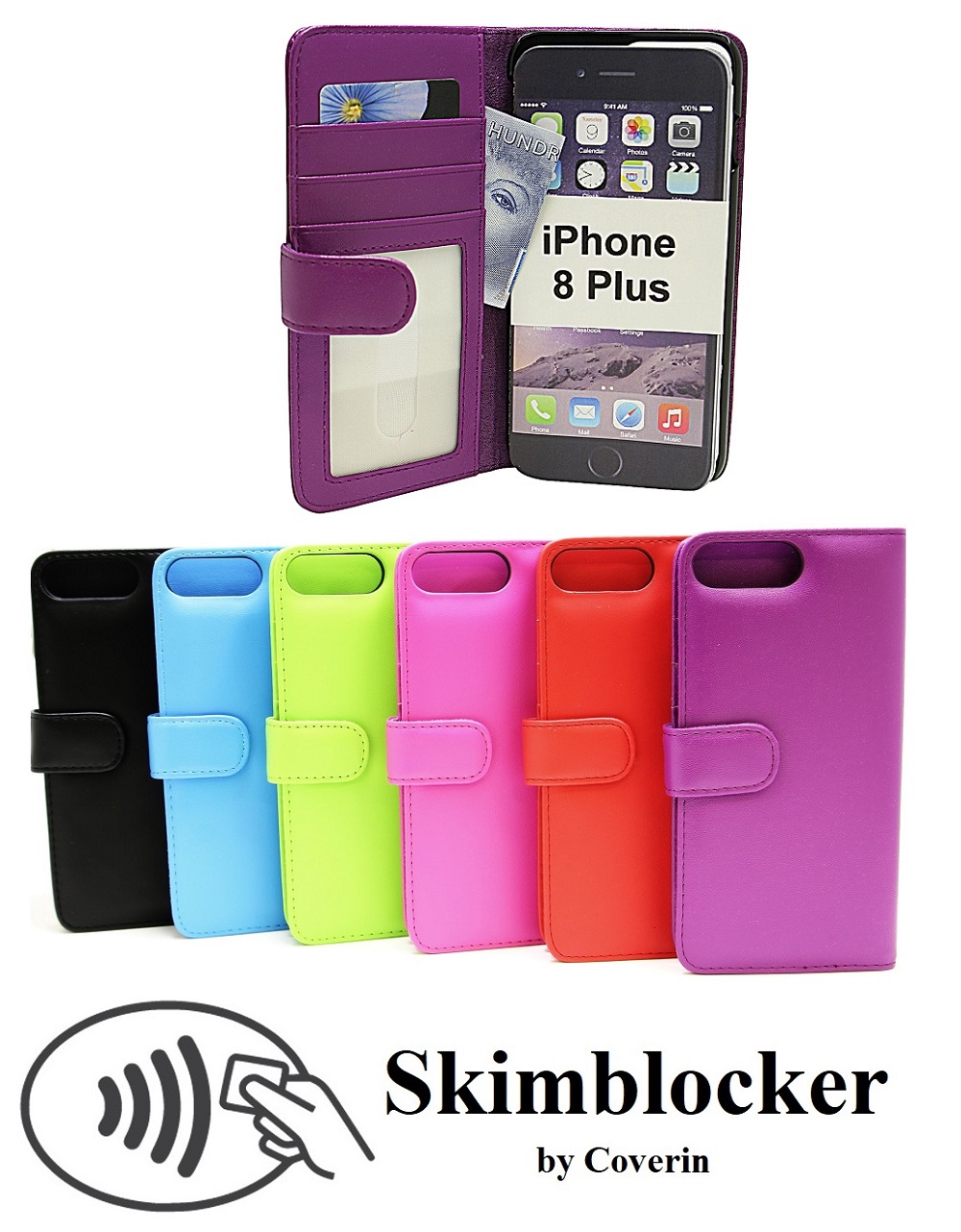 Skimblocker Lommebok-etui iPhone 8 Plus